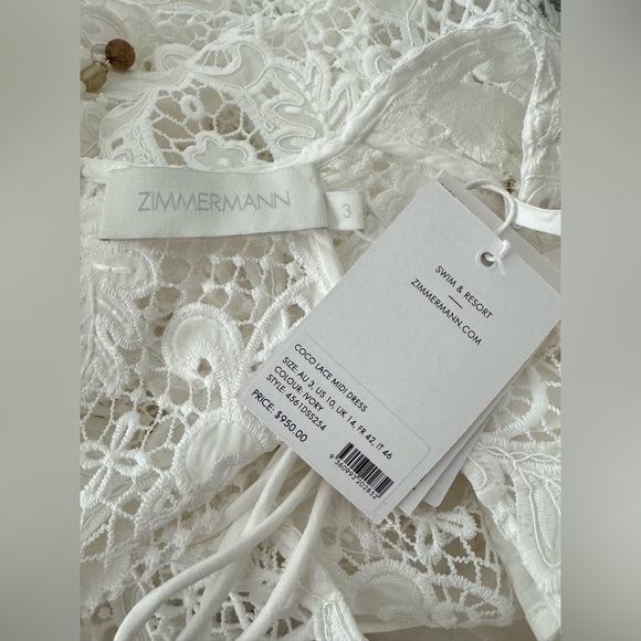 Zimmermann Coro Long Sleeve Guipure Lace Dress Ivory Various Size Available - Picture 15 of 16